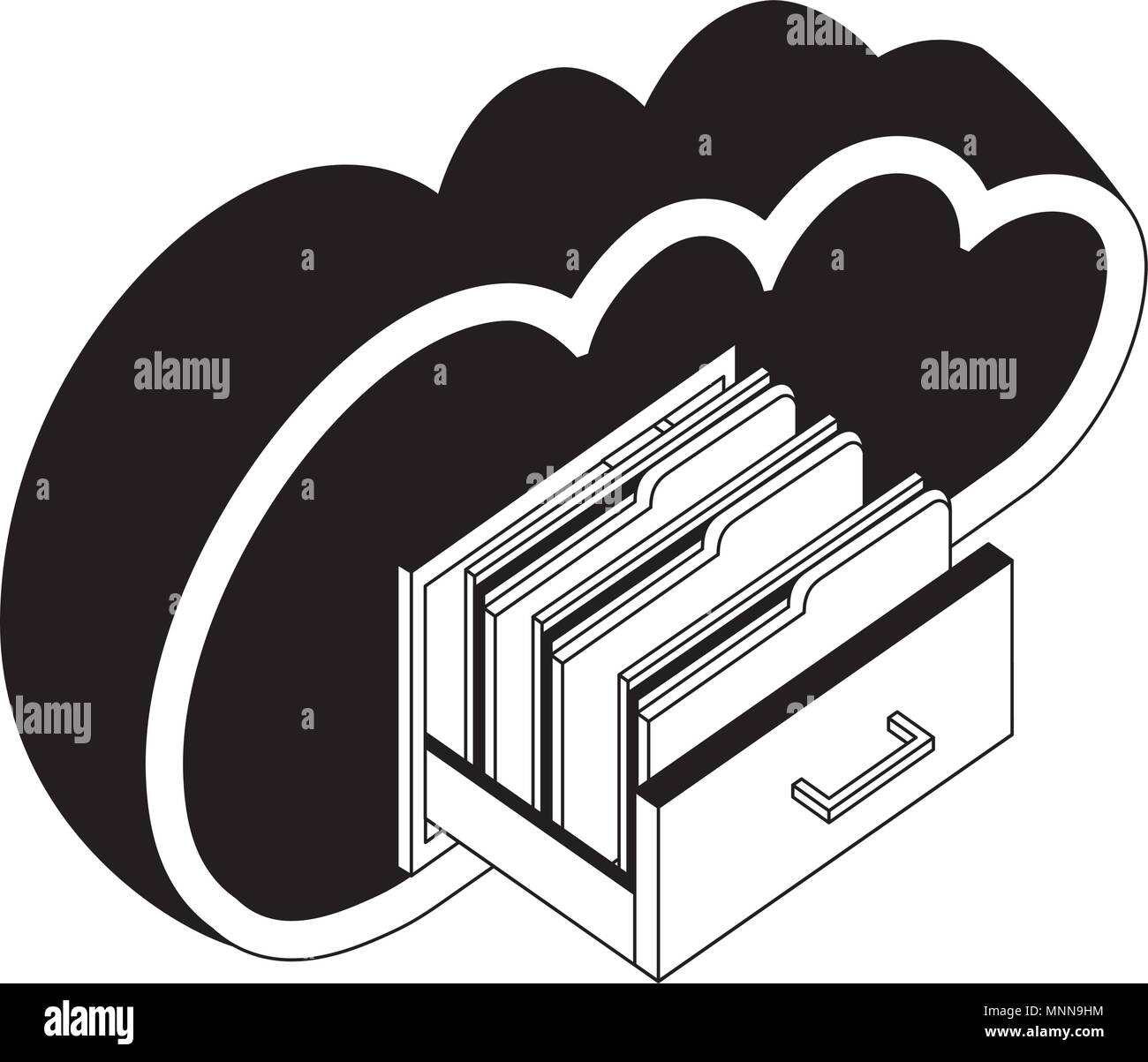 cloud computing with drawer and folders isometric icon Stock Vector ...