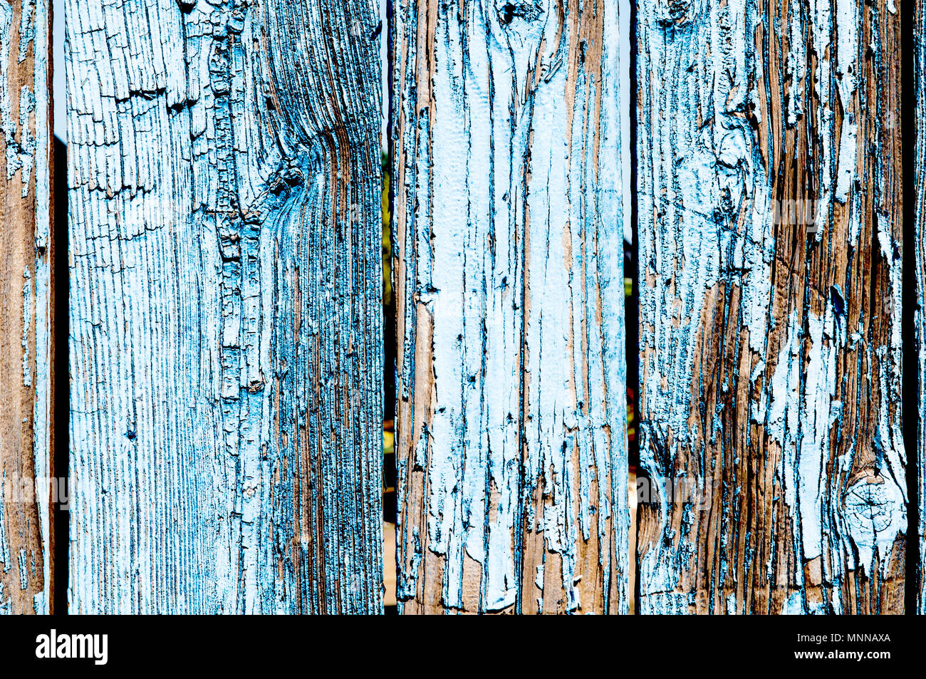 Blaue marode Holzwand; Blue rotten wooden wall Stock Photo