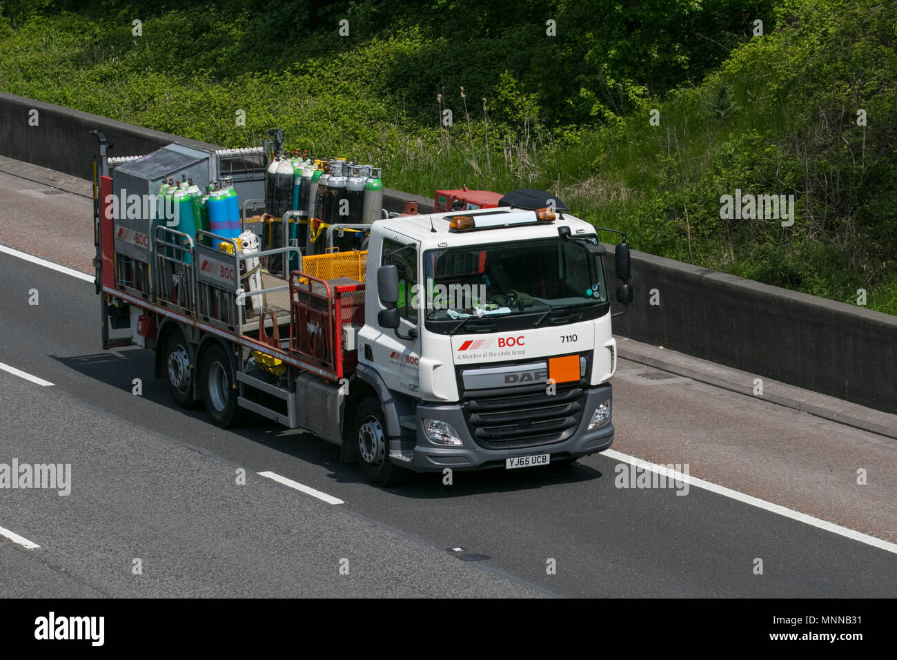 Heavy goods & commercial traffic on the M6 southbound, UK Stock Photo
