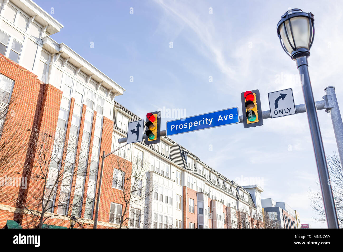 Fairfax, USA January 26, 2018 Prosperity Avenue Virginia road sign