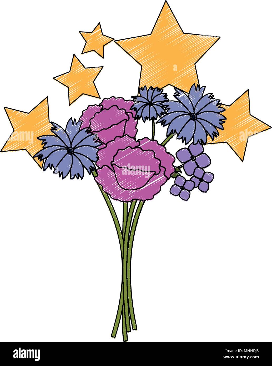 floral decoration with stars Stock Vector Image & Art - Alamy