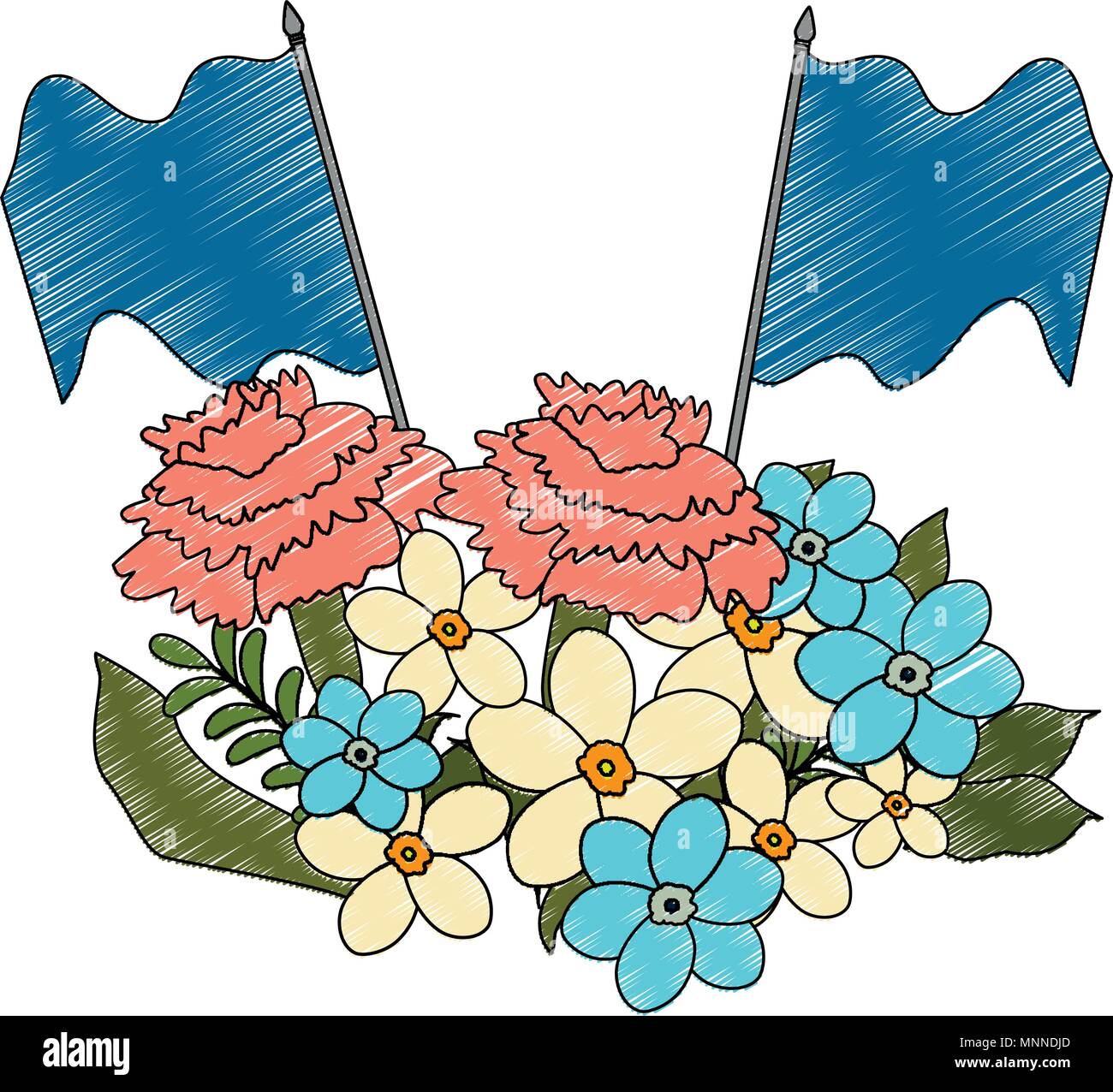 floral decoration with flags Stock Vector Image & Art Alamy