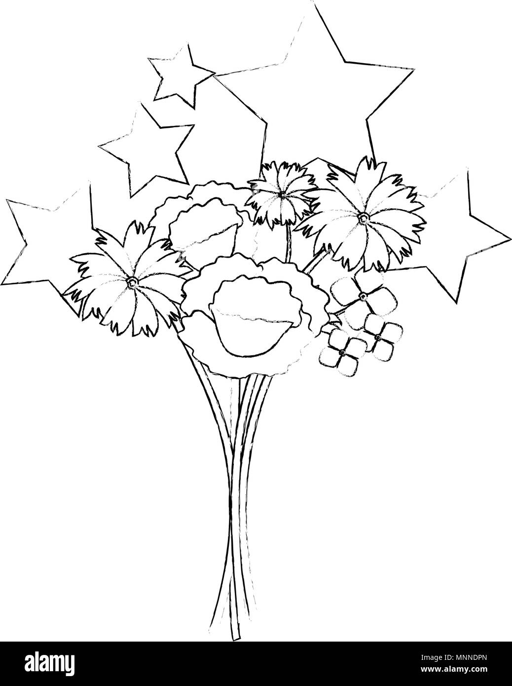 floral decoration with stars Stock Vector Image & Art - Alamy