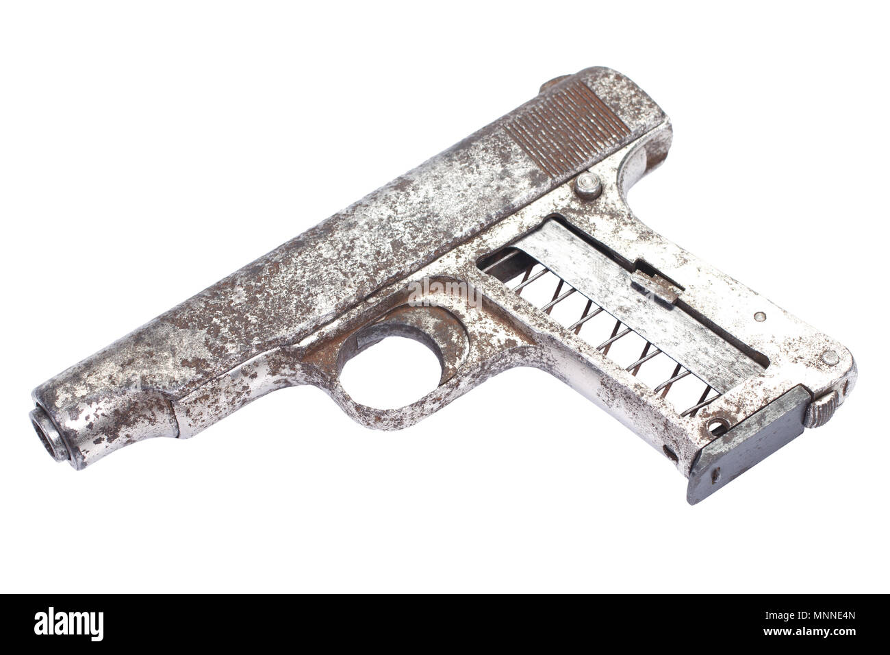 Old rusty handgun isolated on white Stock Photo - Alamy