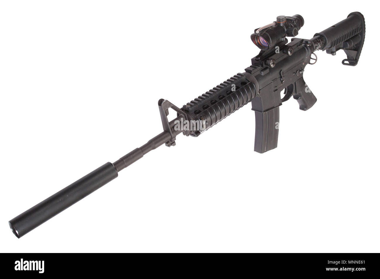 M4 rifle with silencer isolated on a white background Stock Photo - Alamy