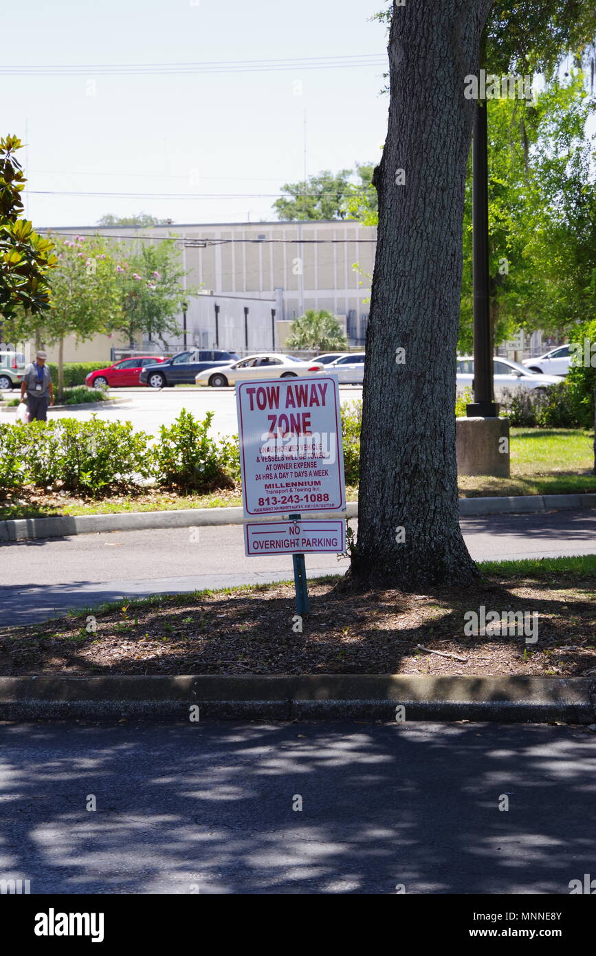 Tampa, Florida / USA May 5 2018 Tow Away Zone for Unauthorized