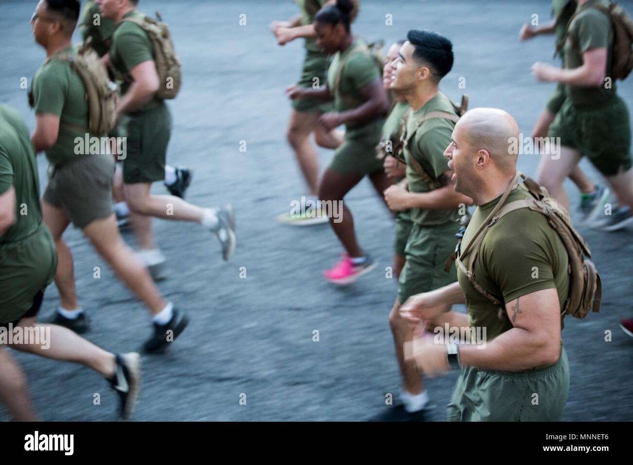 U.S. Marine Corps Forces, Pacific, Marines call cadence during the 34th