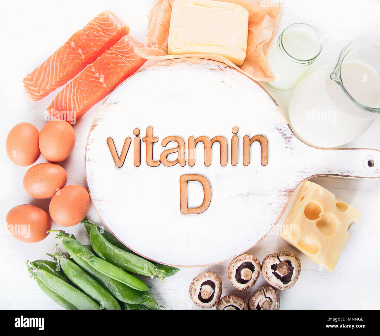 Natural Foods Rich In Vitamin D Top View Stock Photo