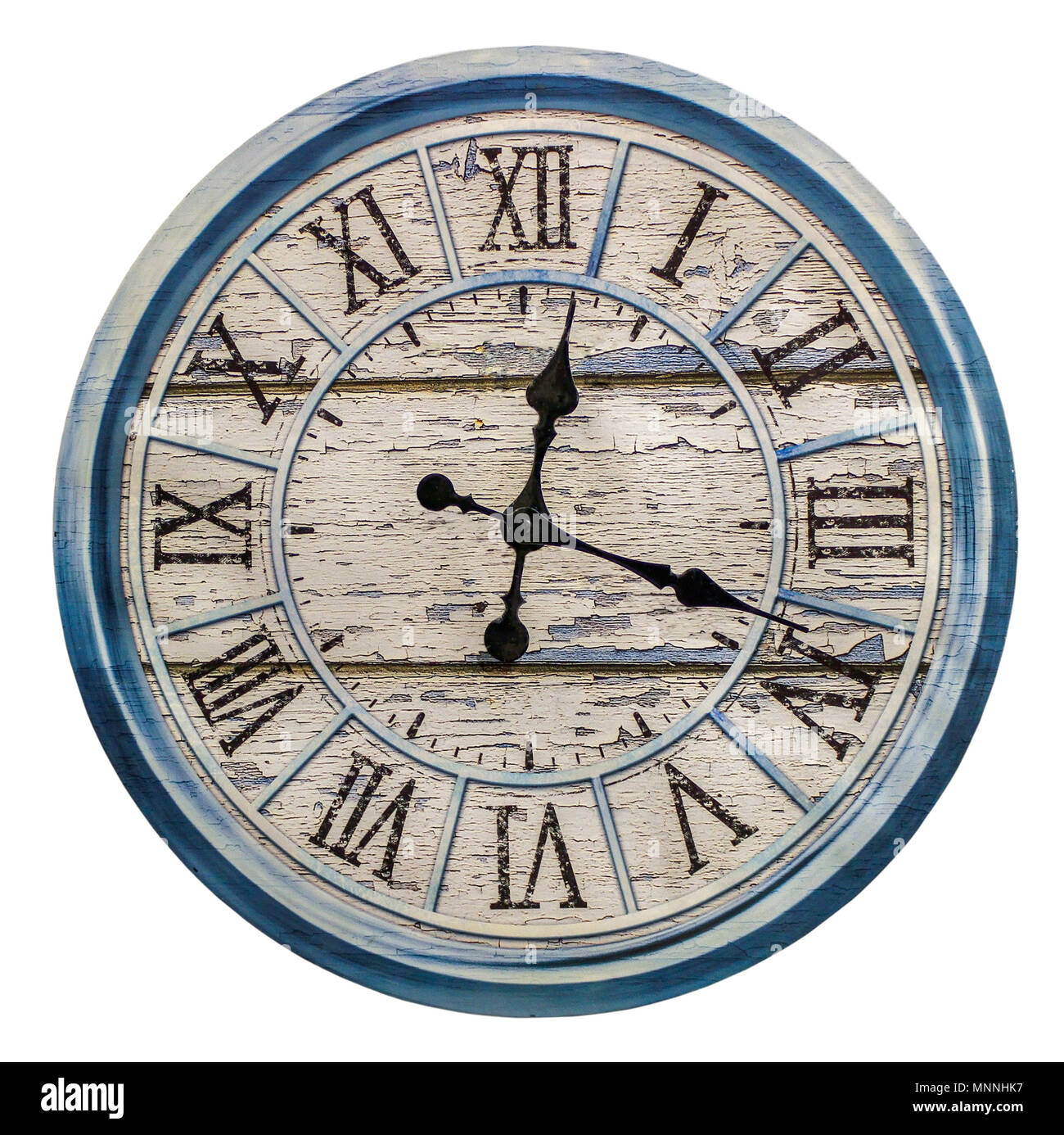 Wall clock made antique, isolated on white background Stock Photo - Alamy