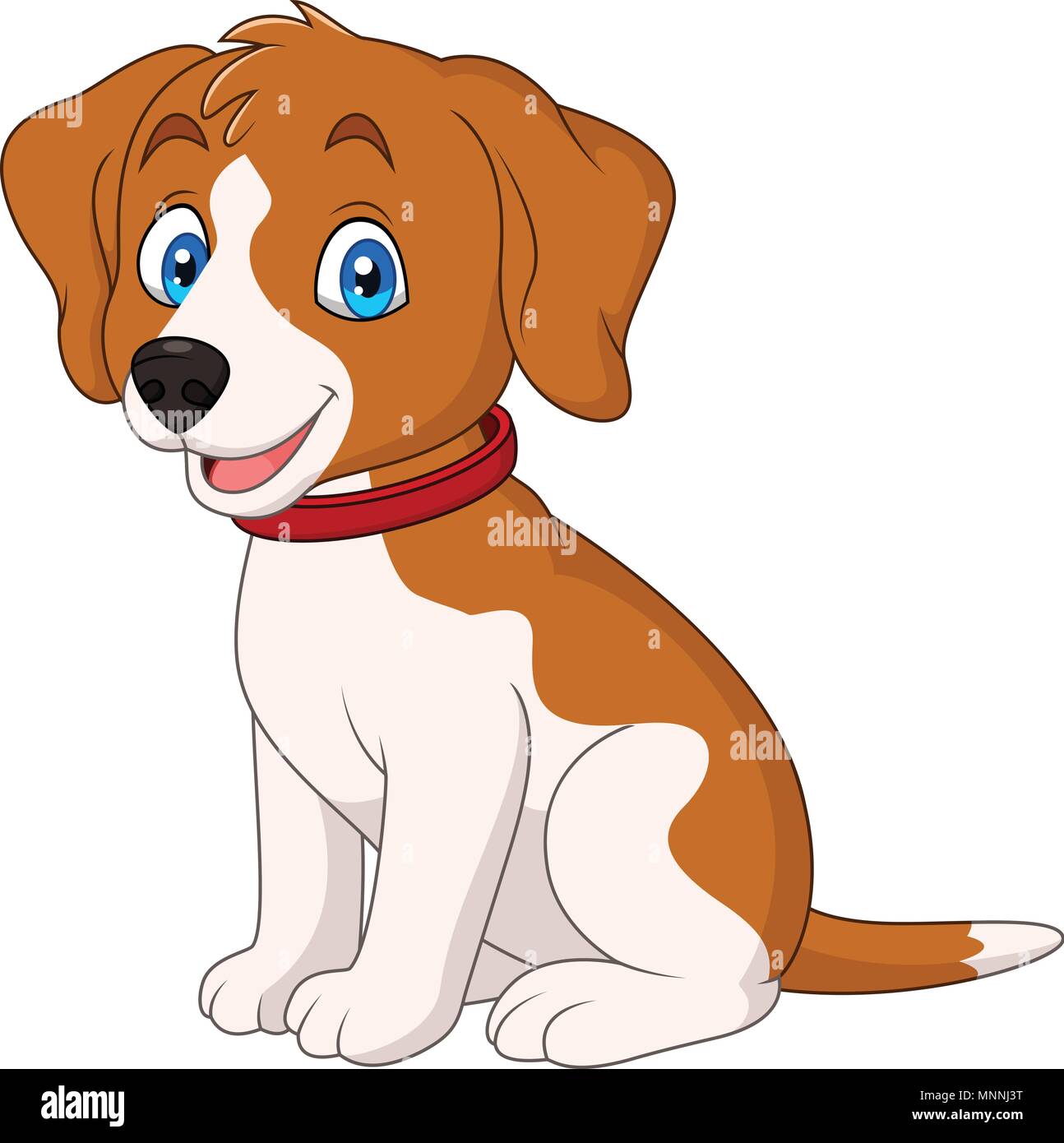 Cartoon cute dog wearing a red collar Stock Vector Image & Art - Alamy