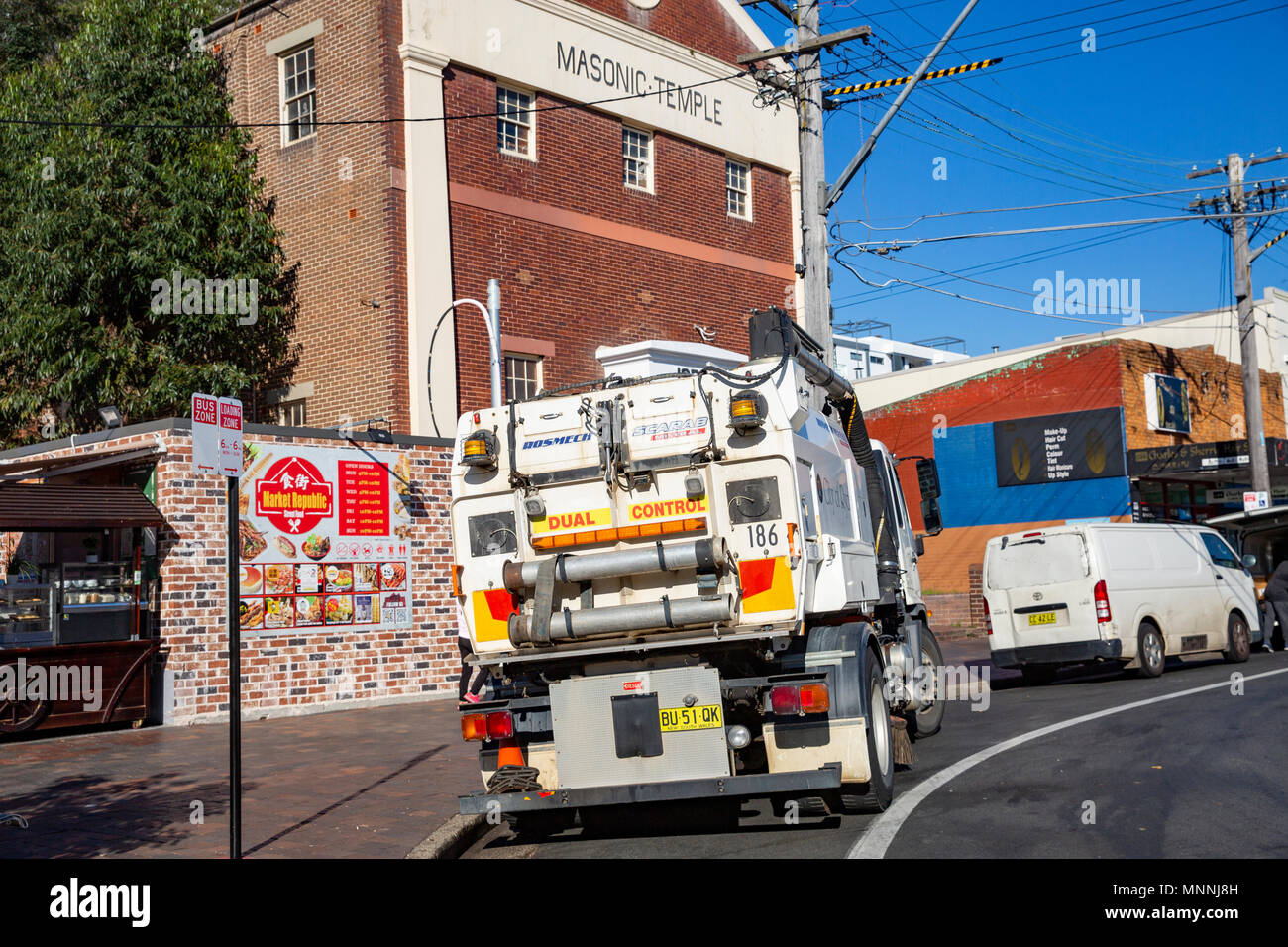 Refuse council garbage truck in Eastwood, Sydney,Australia Stock Photo