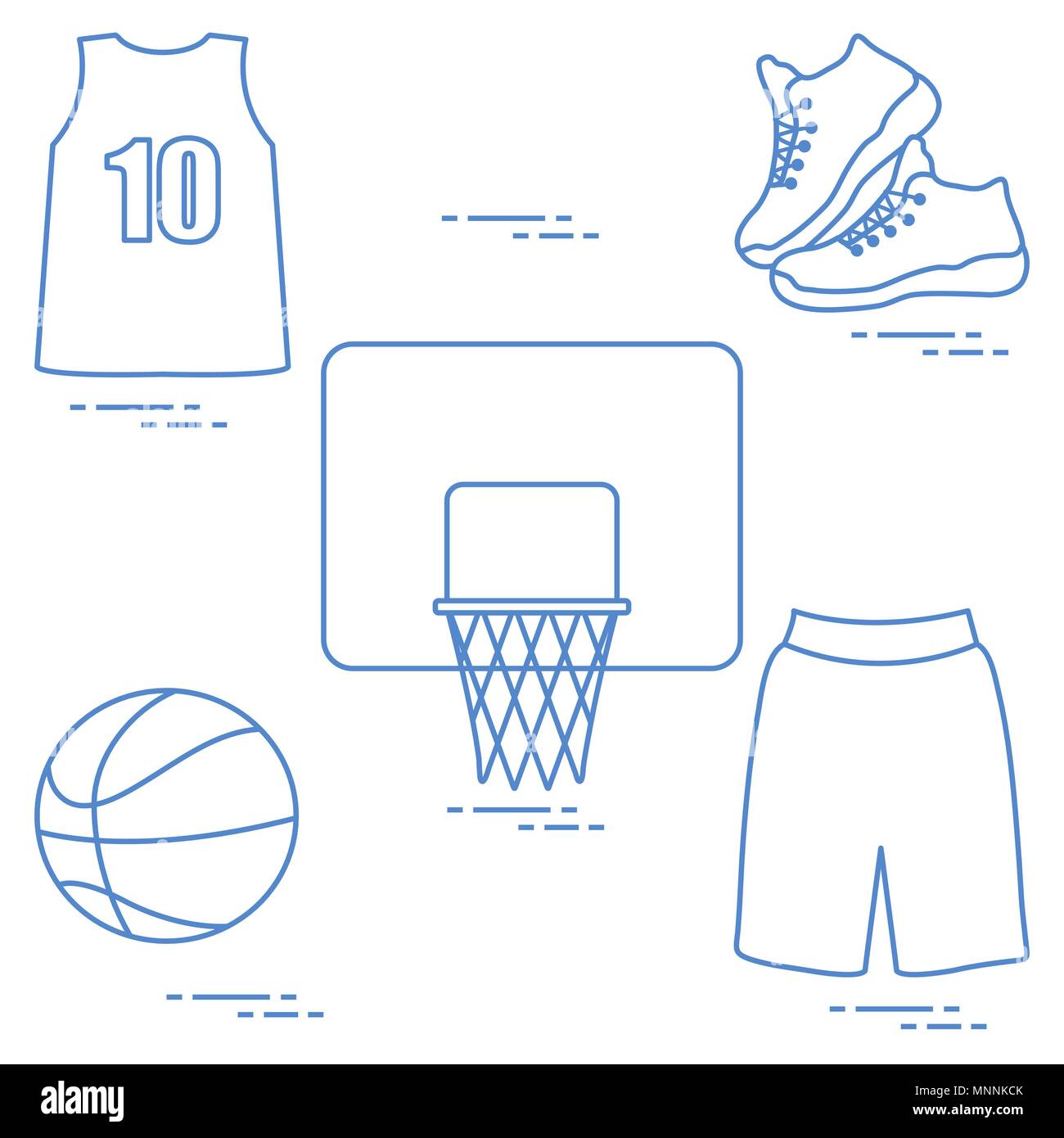 Sports uniform and equipment for basketball. Basketball basket, shirt,  sneakers, shorts, ball Stock Vector Image & Art - Alamy