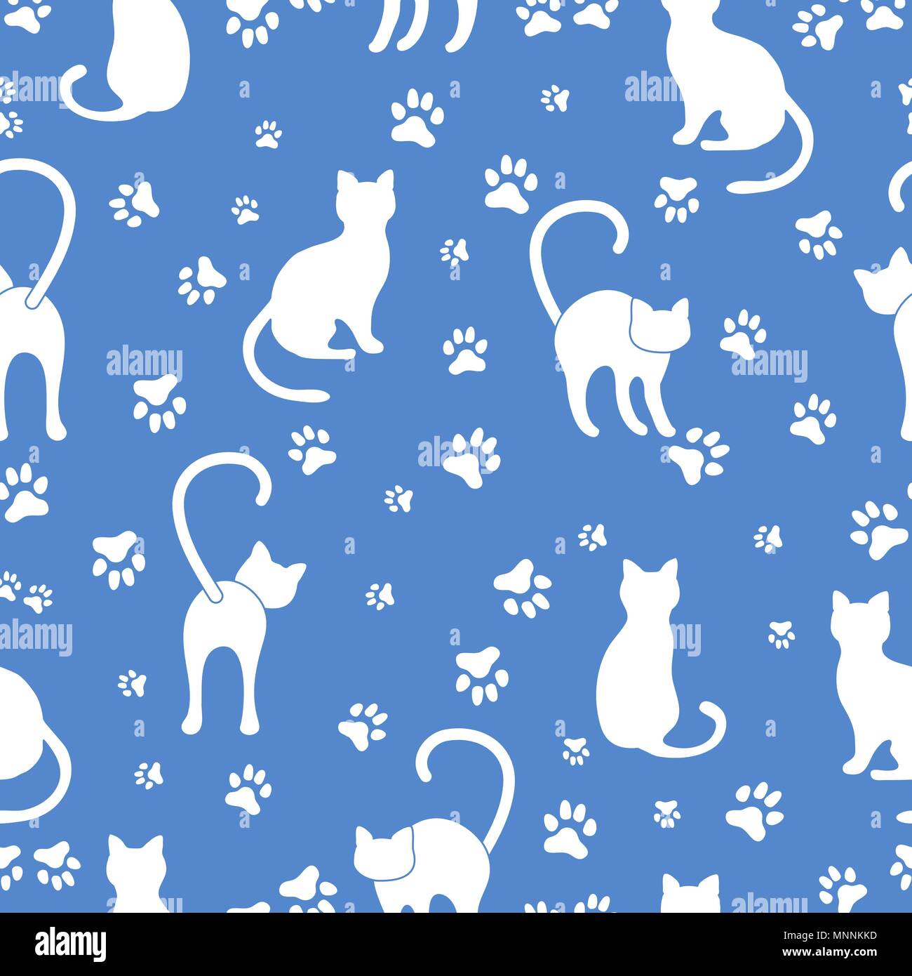 Seamless pattern with cats and traces. Template for design, fabric ...