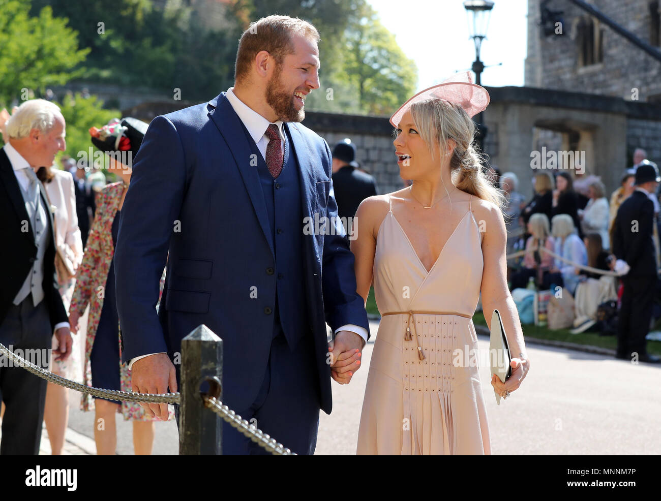 James Haskell and Chloe Madeley arrive at St George s Chapel at Windsor Castle for the wedding of Meghan Markle and Prince Harry Stock Photo Alamy