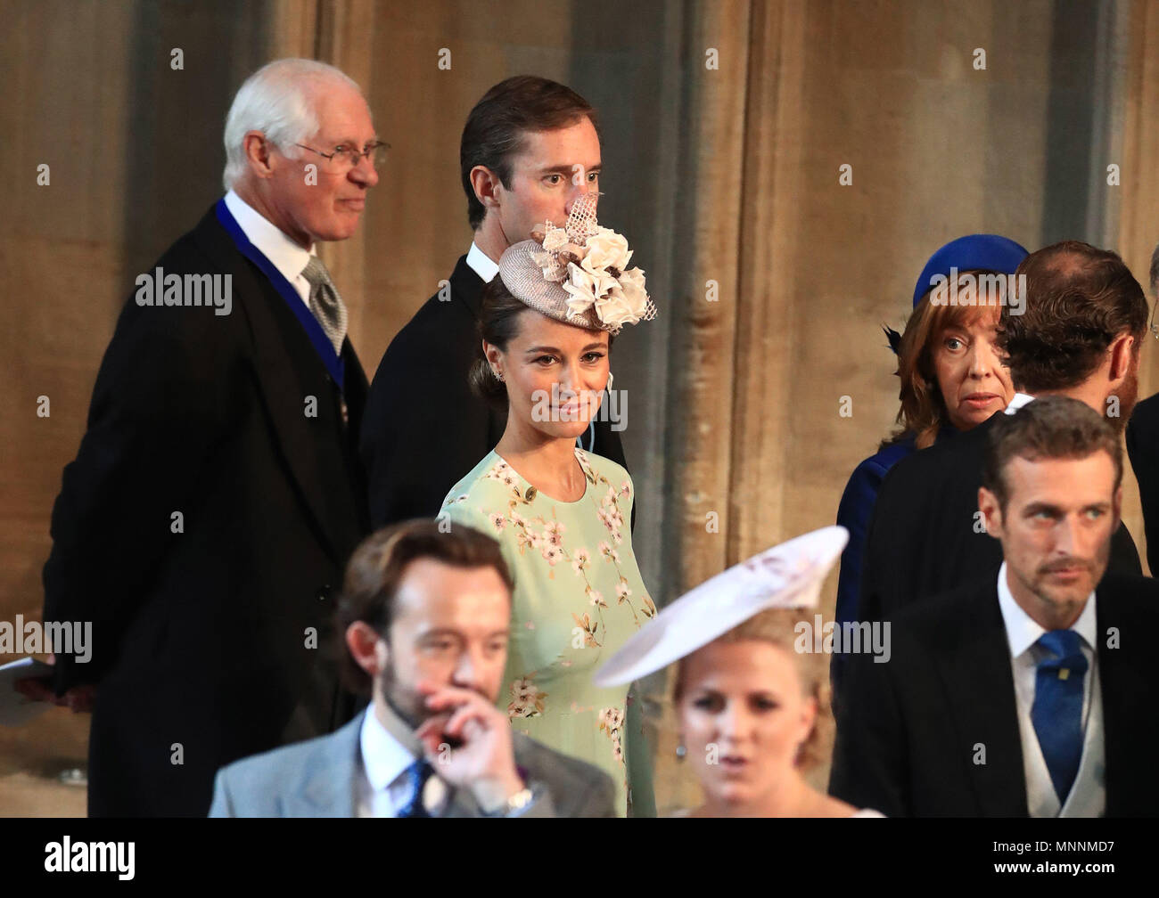 Pippa Middleton and her husband James Matthews (rear centre) arrive in(01)