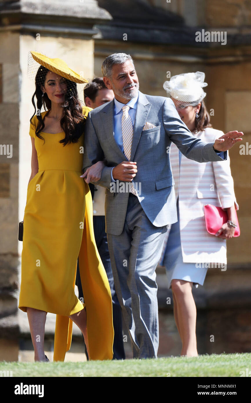 Amal Clooney and George Clooney arrive at St George's Chapel in Windsor ...