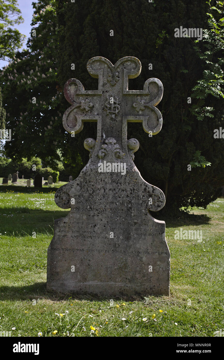 Alton, Hampshire / UK - May 15 2018: Gravestone in a cemetery in Alton, Hampshire in remembrance of the murder of Fanny Adams. Stock Photo