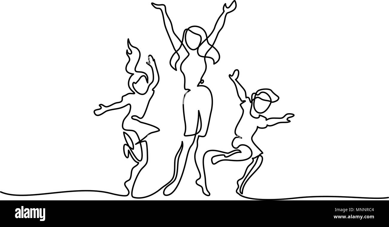 Happy mother dancing with children Stock Vector