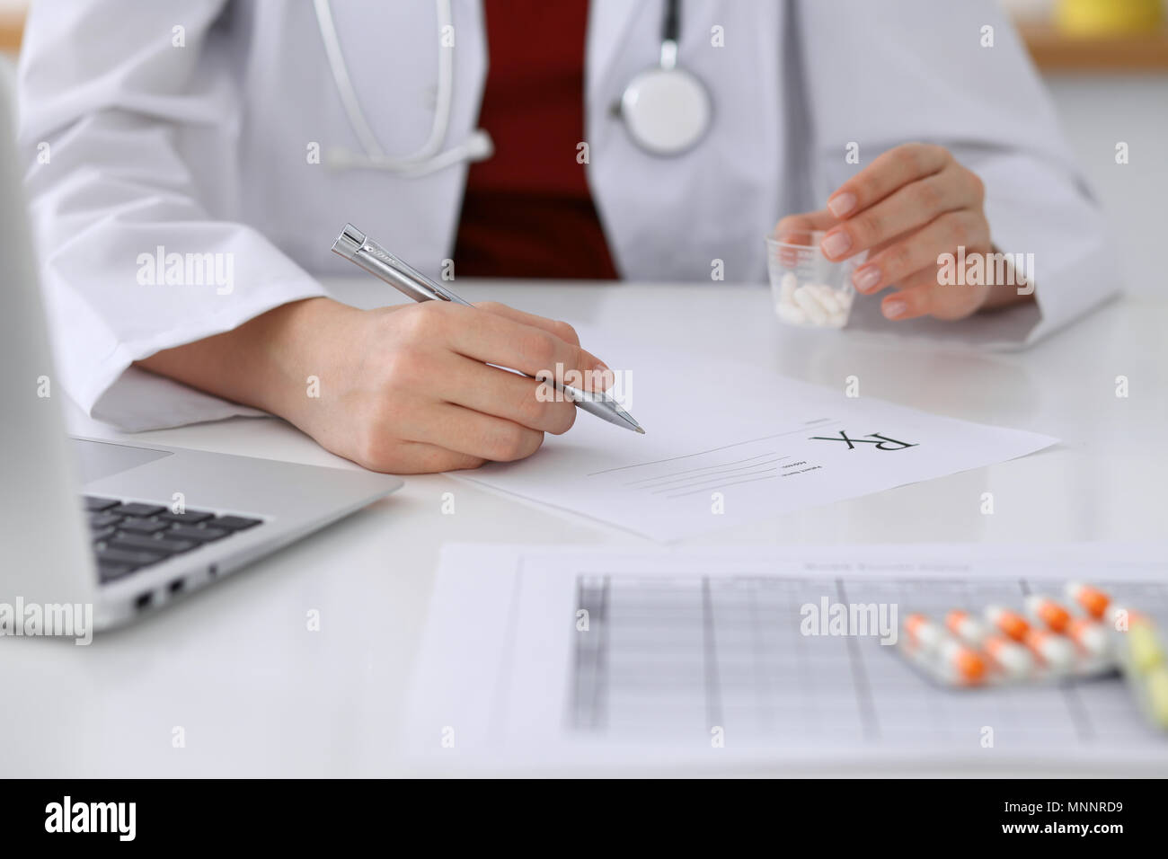 up form Female fills prescription ... doctor to patient medicine