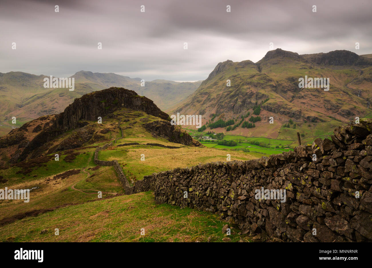 Side Pike in the Lake District overlooking the Langdale Valley Stock Photo