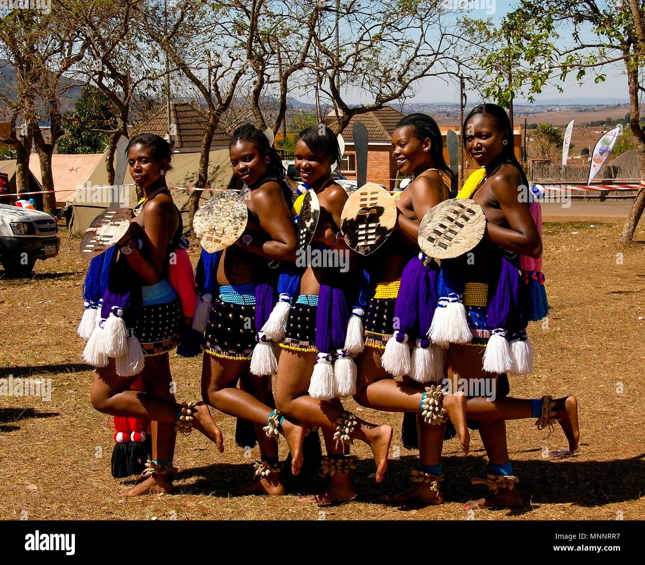 Women in traditional costumes before the Umhlanga aka Reed Dance ceremony -  01-09-2013 Lobamba, Swaziland Stock Photo - Alamy, image size:1300x1139
