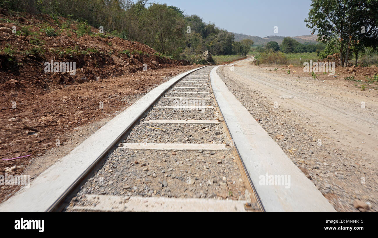 new bamboo train railway track in battambang in cambodia Stock Photo