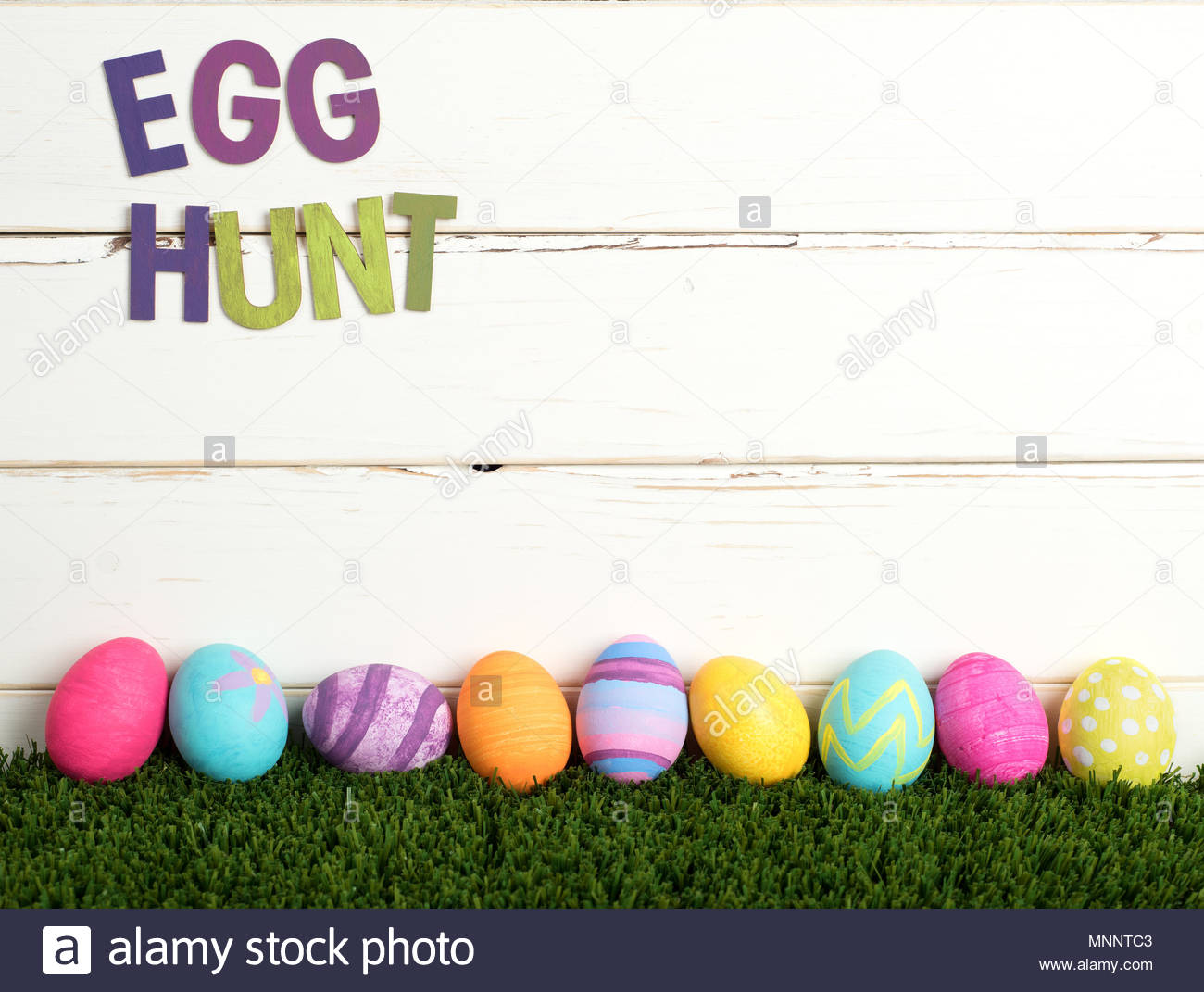 easter egg hunt invite with colorful dyed eggs in a line on easter egg hunt invitations