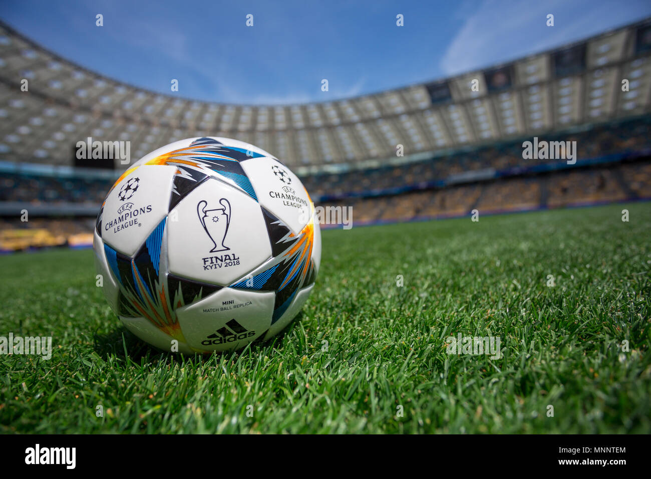 Kiev, Ukraine - May 16, 2018: UEFA Champions League Final Kyiv official  match ball mini on NSC Olimpiyskiy Satdium Stock Photo - Alamy