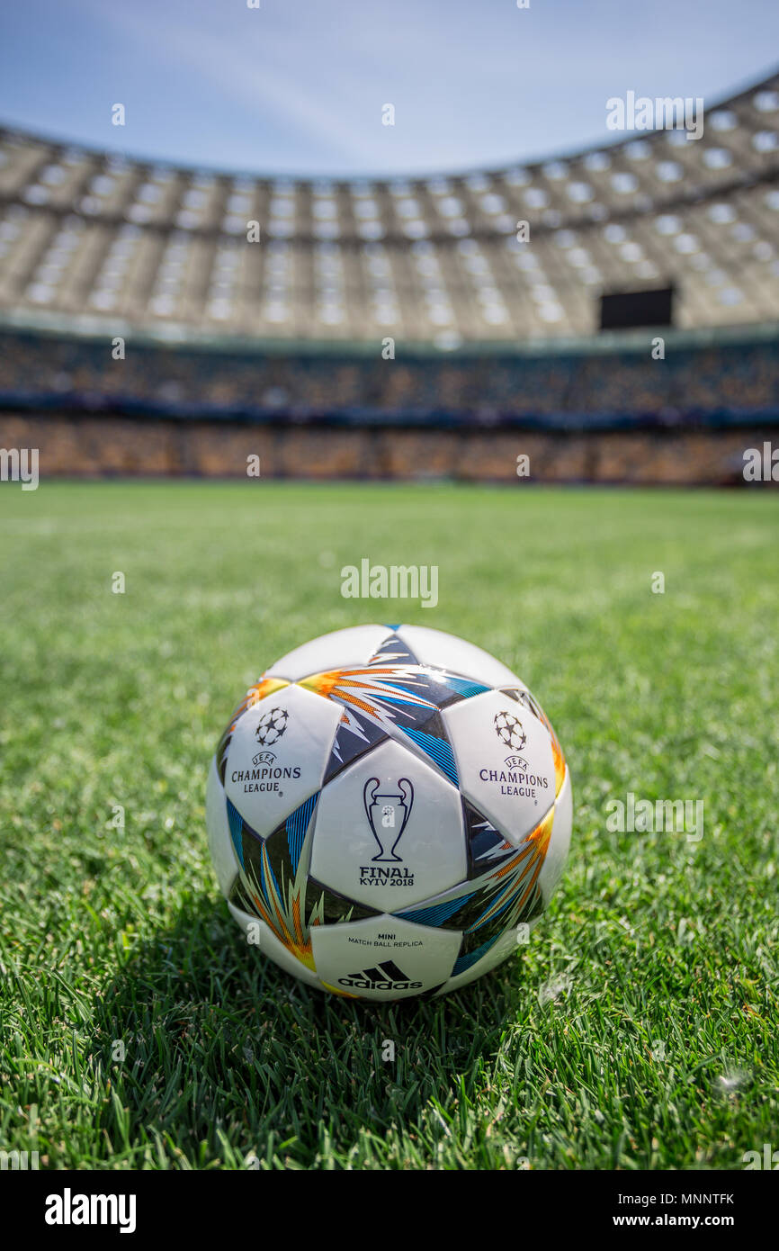 Kiev, Ukraine - May 16, 2018: UEFA Champions League Final Kyiv official  match ball mini on NSC Olimpiyskiy Satdium Stock Photo - Alamy