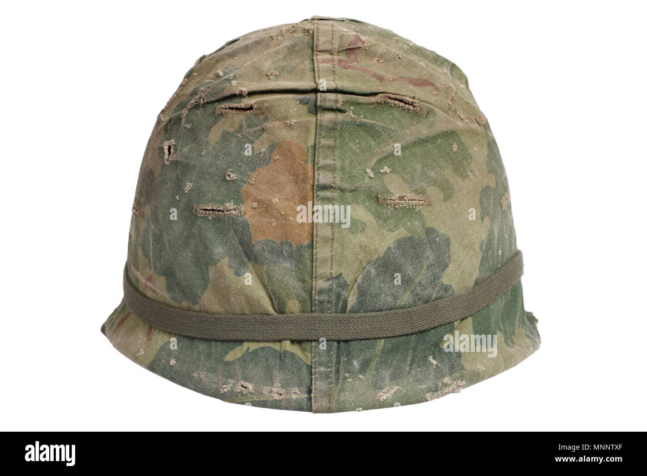 US Army M1 helmet with camouflage cover Vietnam war period isolated ...