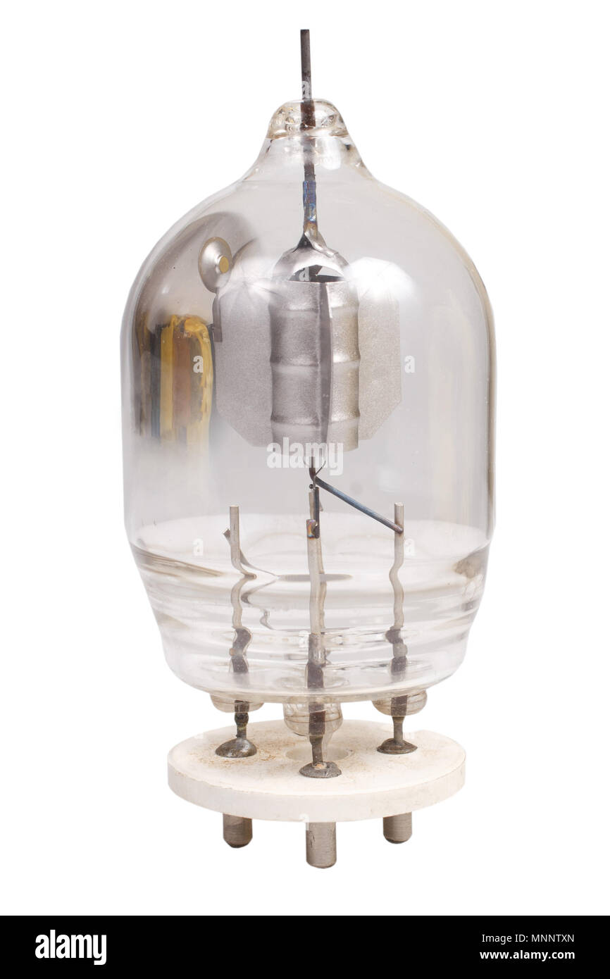 Vacuum electronic radio tube isolated on white background Stock Photo