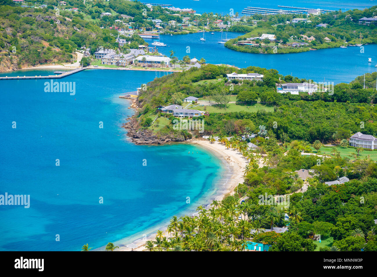View of English Harbor from Shirley Heights, Antigua, paradise bay at
