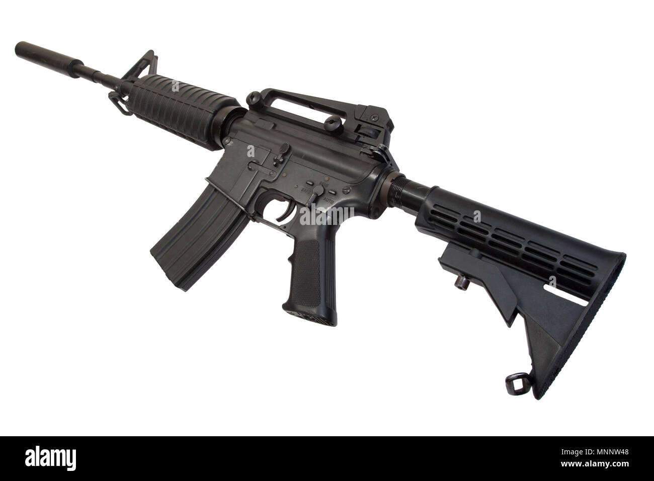 US Army M4 Carbine isolated on a white background Stock Photo