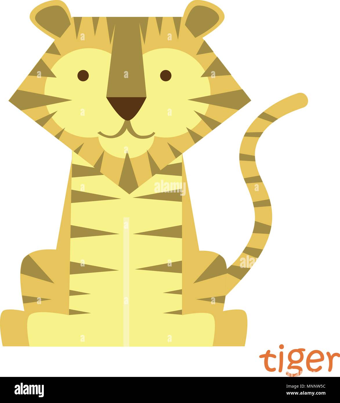 Tiger isolated. Drawing tiger for a child Stock Vector