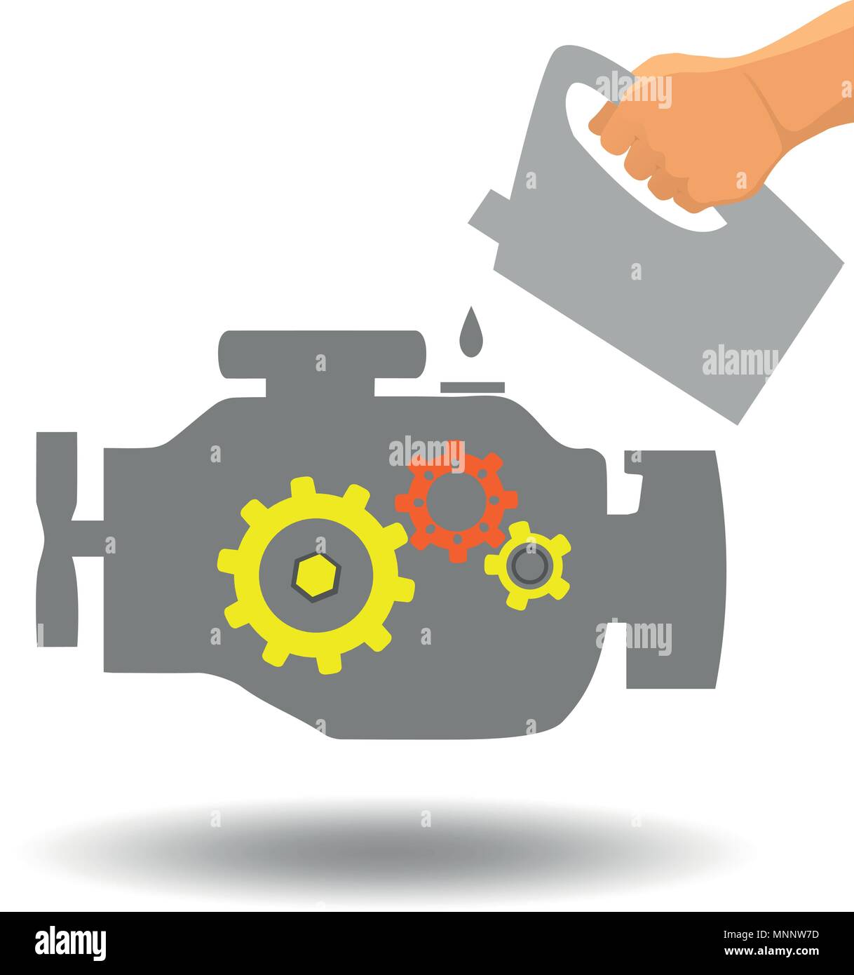 Car engine maintenance. Oil changing in car repair station. Engine flat