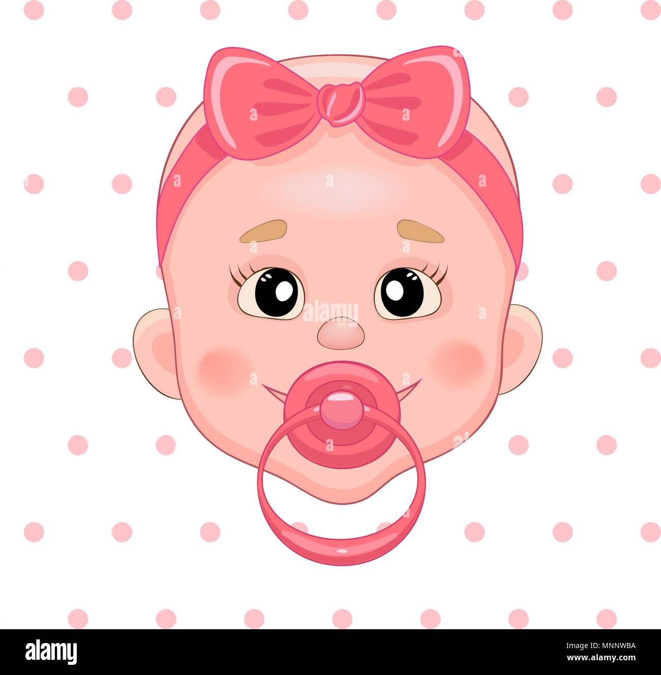 Baby with pacifier. Baby smile. Girl with bow Stock Vector Image & Art -  Alamy