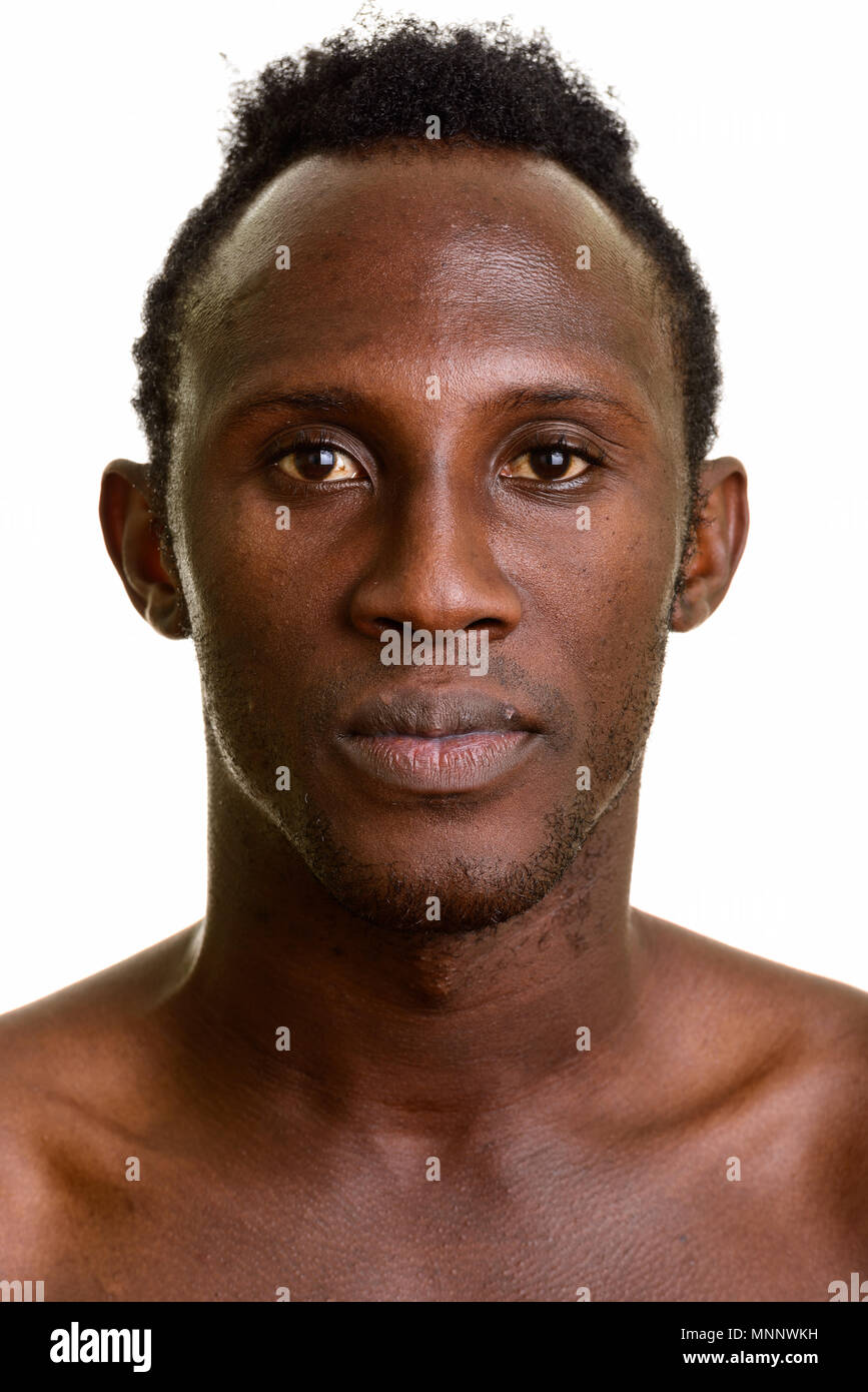 Face of young black African man Stock Photo