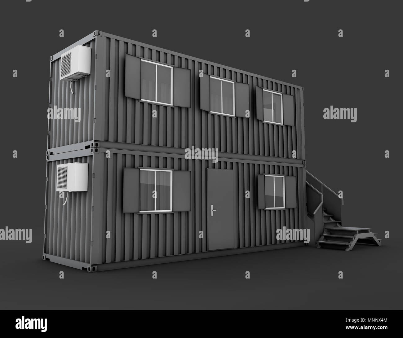 3d Illustration of Converted old shipping container into building ...