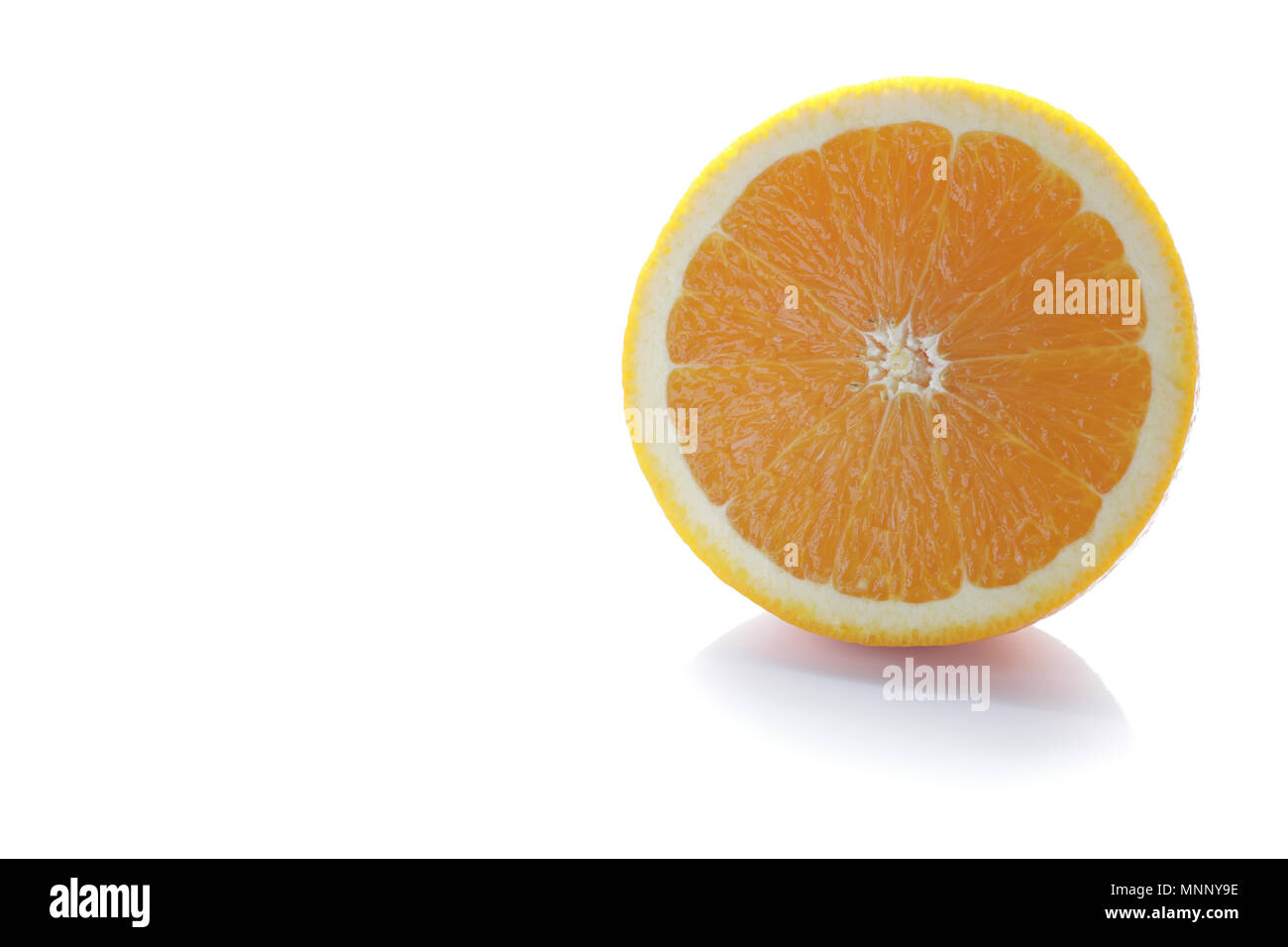 Sliced orange fruit isolated on white background Stock Photo