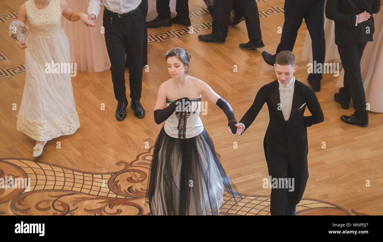 KAZAN RUSSIA MARCH 30 2018 Young men and women whirling in the beautiful dance at party in city hall Stock Photo Alamy