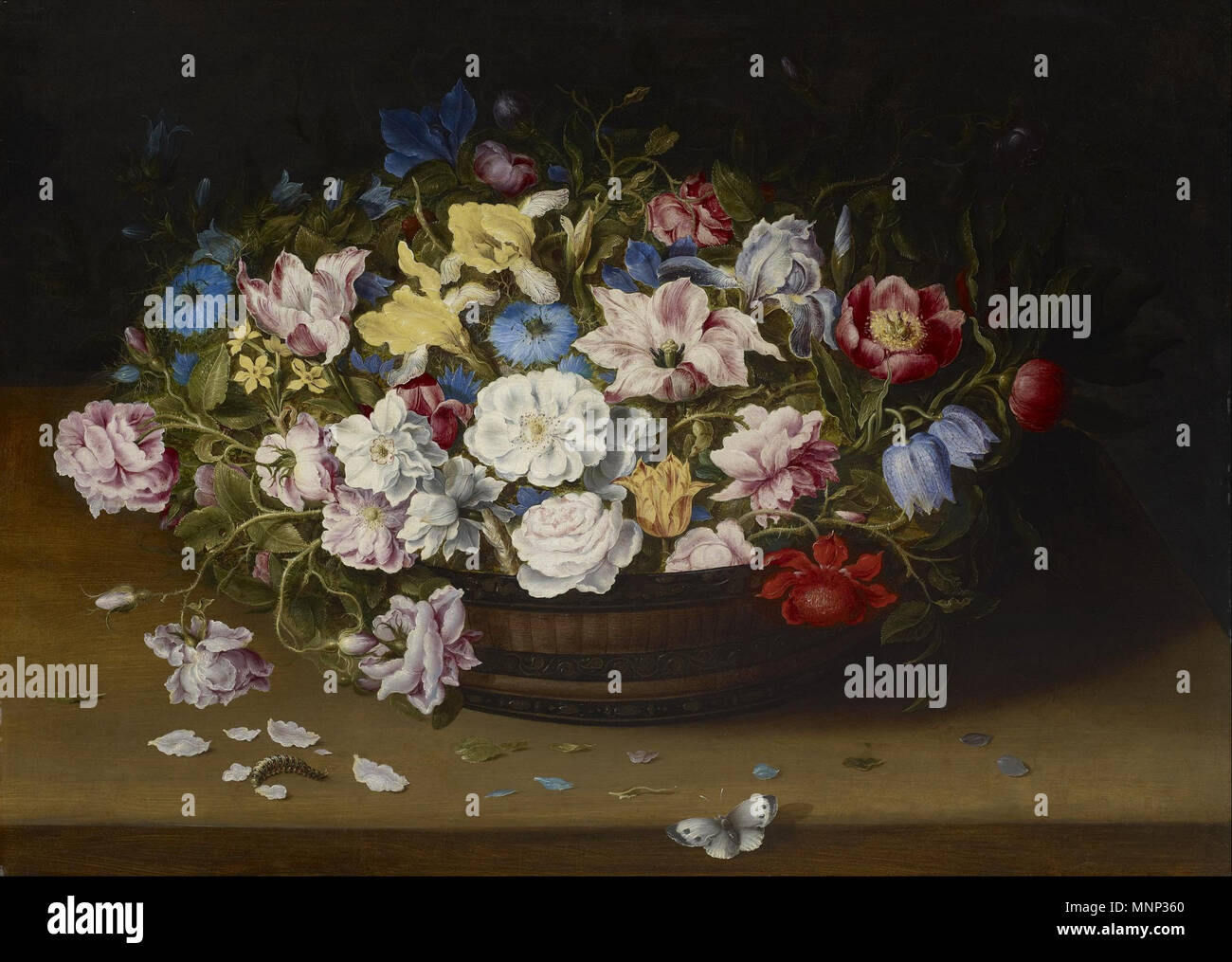 English: Basket of Flowers   1600/1650.   948 Osias Beert - Basket of Flowers - Google Art Project Stock Photo