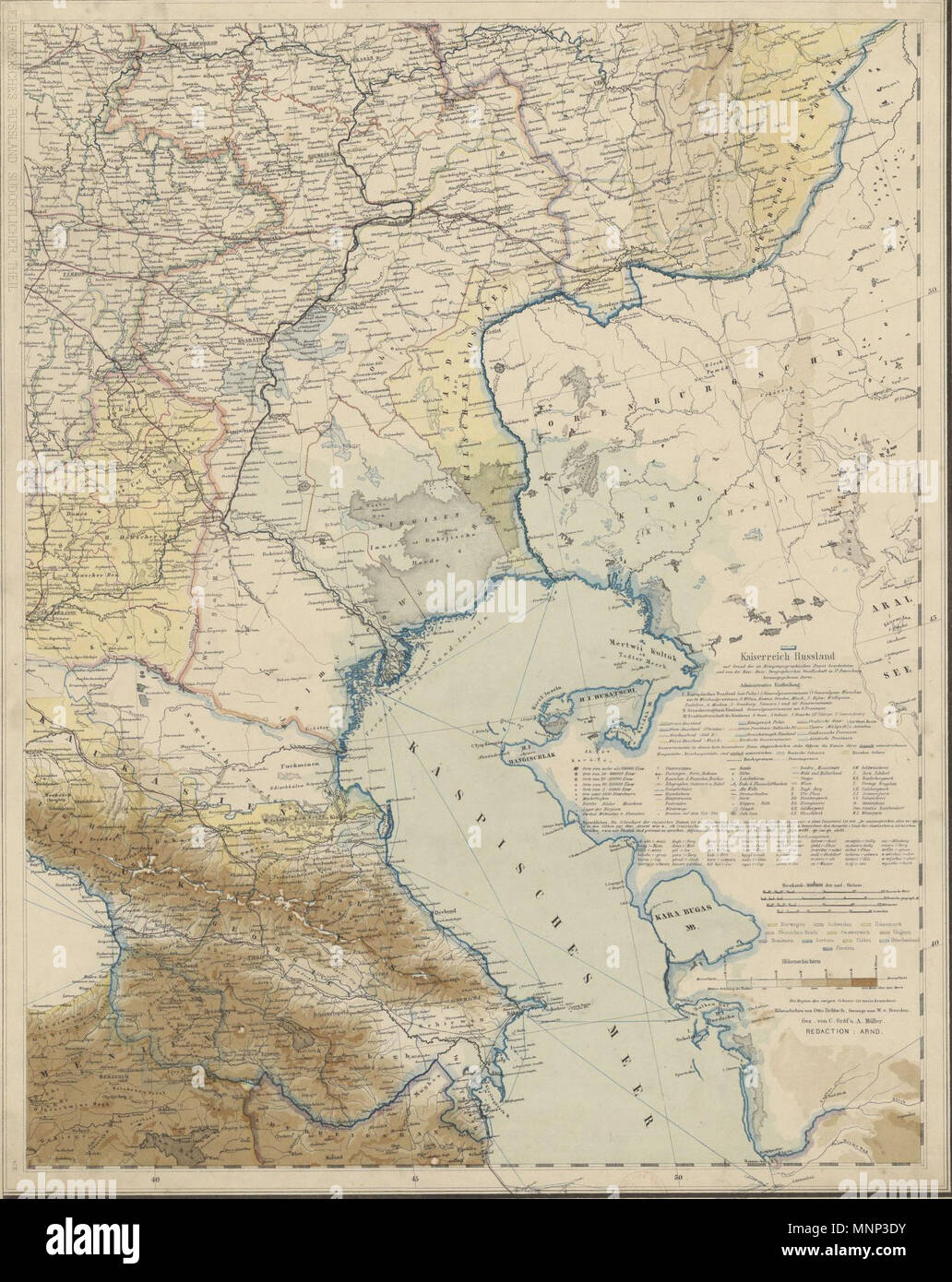 949 Otto Delitsch. Special-Karte vom Europäischen Russland der Statthalterschafts Kaukasus Stock Photo