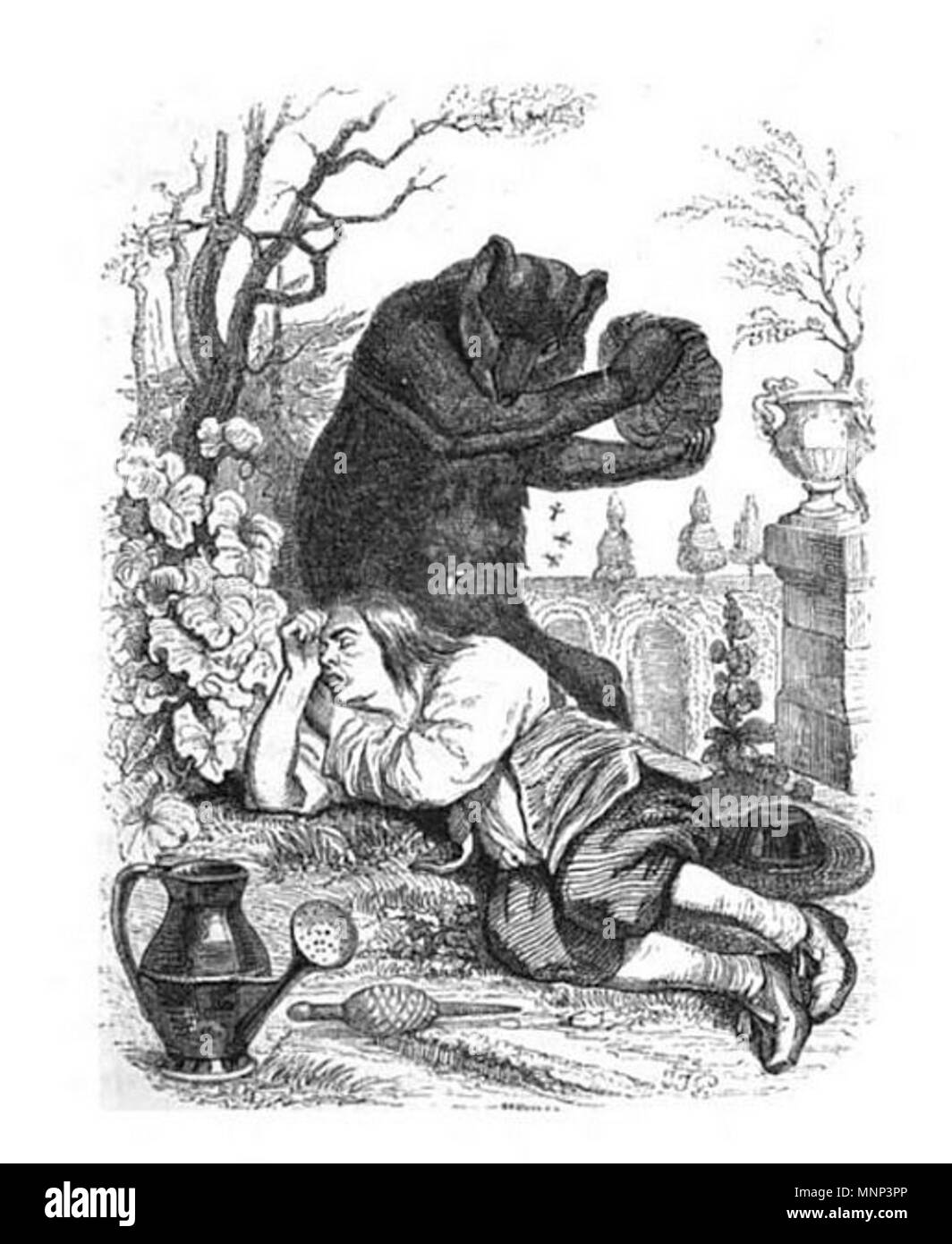 . Français : L'ours et l'amateur des jardins (La Fontaine VIII, 10). Illustration de Granville, 1838 (Google Books) . 1 October 2012, 11:47:29.   Jean Ignace Isidore Gérard Grandville         Alternative names Jean-Jacques Grandville, Jean Ignace Isidore Gérard, J.J. Grandville, Grandville  Description French caricaturist, illustrator and painter  Date of birth/death 13 September 1803 / 1803 17 March 1847 / 1847  Location of birth/death Nancy Vanves  Work location Paris (1823 - 1847)  Authority control  : Q744442 VIAF: 9846982 ISNI: 0000 0001 2120 0923 ULAN: 500029535 LCCN: n50037075 NLA: 3657 Stock Photo