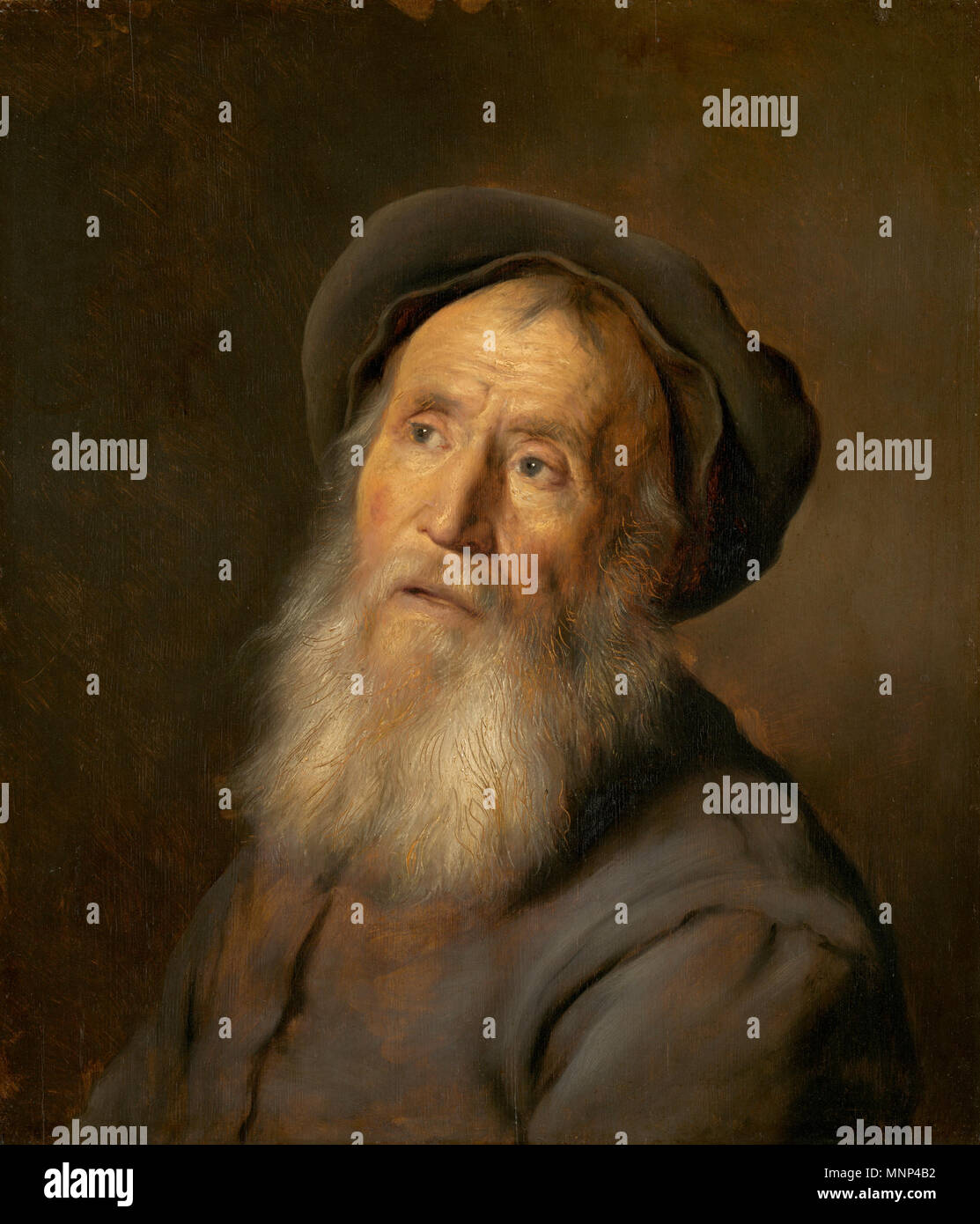 Painting; oil on panel; overall: 53.5 x 46.3 cm (21 1/16 x 18 1/4 in.);   Bearded Man with a Beret .  English: Bearded Man with a Beret . circa 1630.   953 PaintingJanLievensBeardedManWithABeret1630 Stock Photo