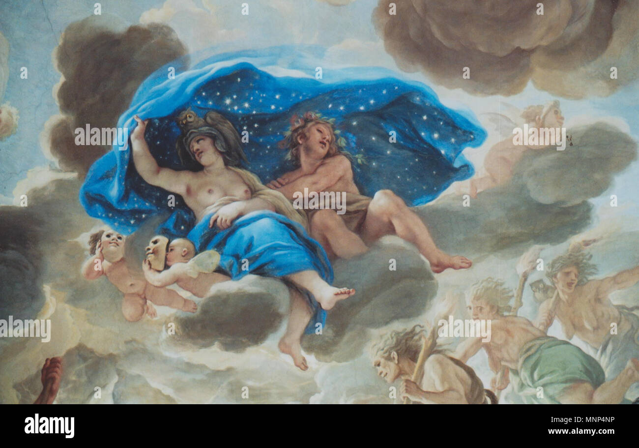 Deckenfresko In Der Galerie Des Palazzo Medici Riccardi In Florenz 1684 1686 Detail Schlaf Der Nacht