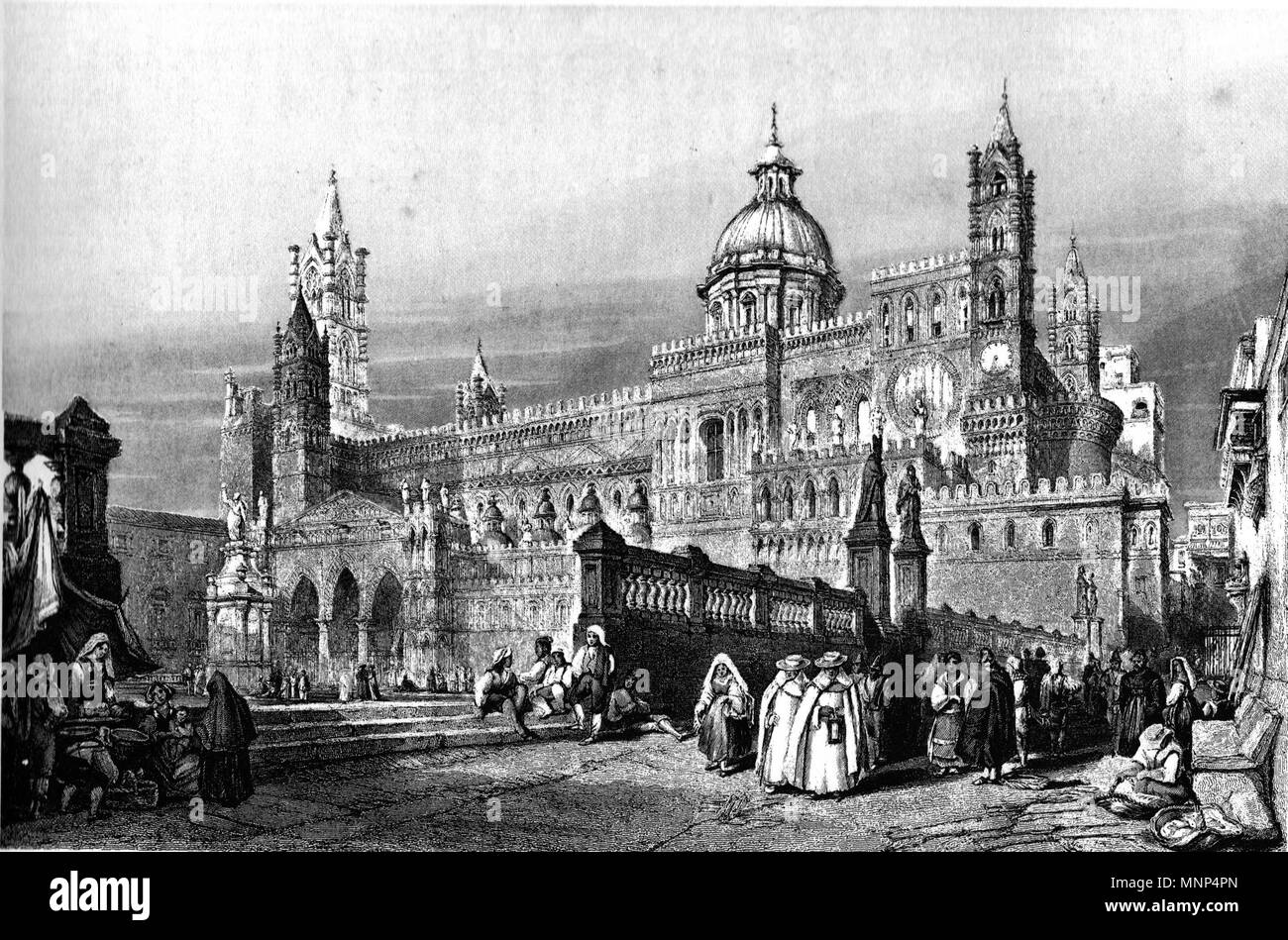 . Palermo cathedral around 1840. Drawing by W.L. Leitch, engraving by J.H. Le Keux. circa 1840.    John Henry Le Keux  (1812–1896)    Description English engraver son of John Le Keux nephew of Henry Le Keux  Date of birth/death 23 March 1812 4 February 1896  Location of birth/death London Durham  Authority control  : Q18164165 VIAF: 39256504 ISNI: 0000 0000 6705 9999 ULAN: 500049421 LCCN: nr94003156 GND: 1037876199 WorldCat      After William Leighton Leitch  (1804–1883)     Alternative names W.L. Leitch  Description Scottish painter  Date of birth/death 22 November 1804 25 April 1883  Locatio Stock Photo