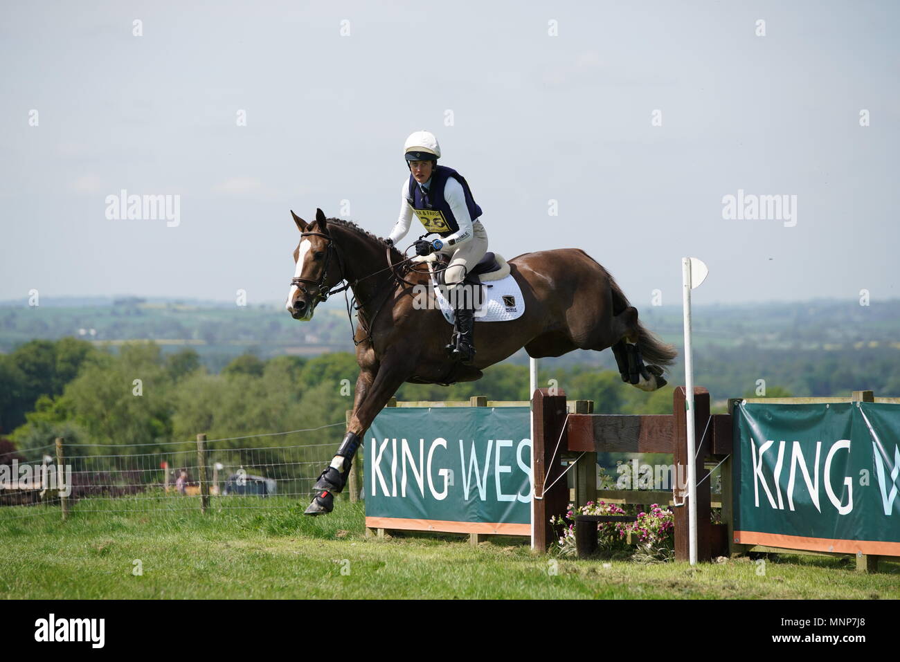 Corby, England. 18th May 2018. Horses and riders take part in the Fairfax & Favor International horse trials in the grounds of  Rockingham Castle, Corby, England 18 May 2018 Credit: Scott Carruthers/Alamy Live News Stock Photo
