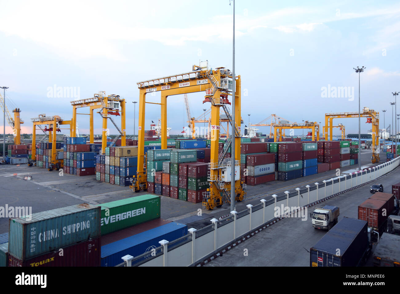 Yangon. 19th May, 2018. Photo taken on May 19, 2018, shows the Asia World  Port in Yangon, Myanmar. Myanmar authorities are inviting foreign  investments in the country's insurance sector, the official Global