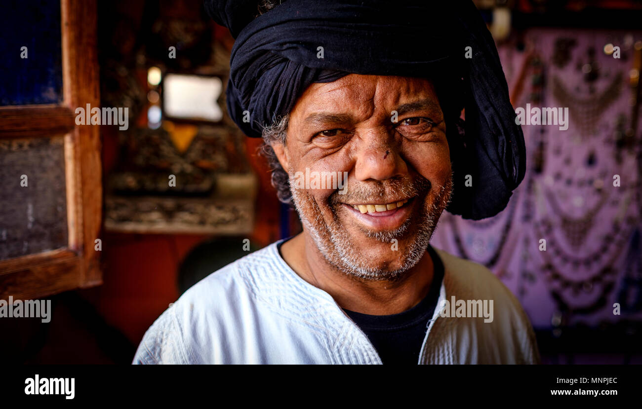 Portrait of a shopkeeper, southern Morocco Stock Photo