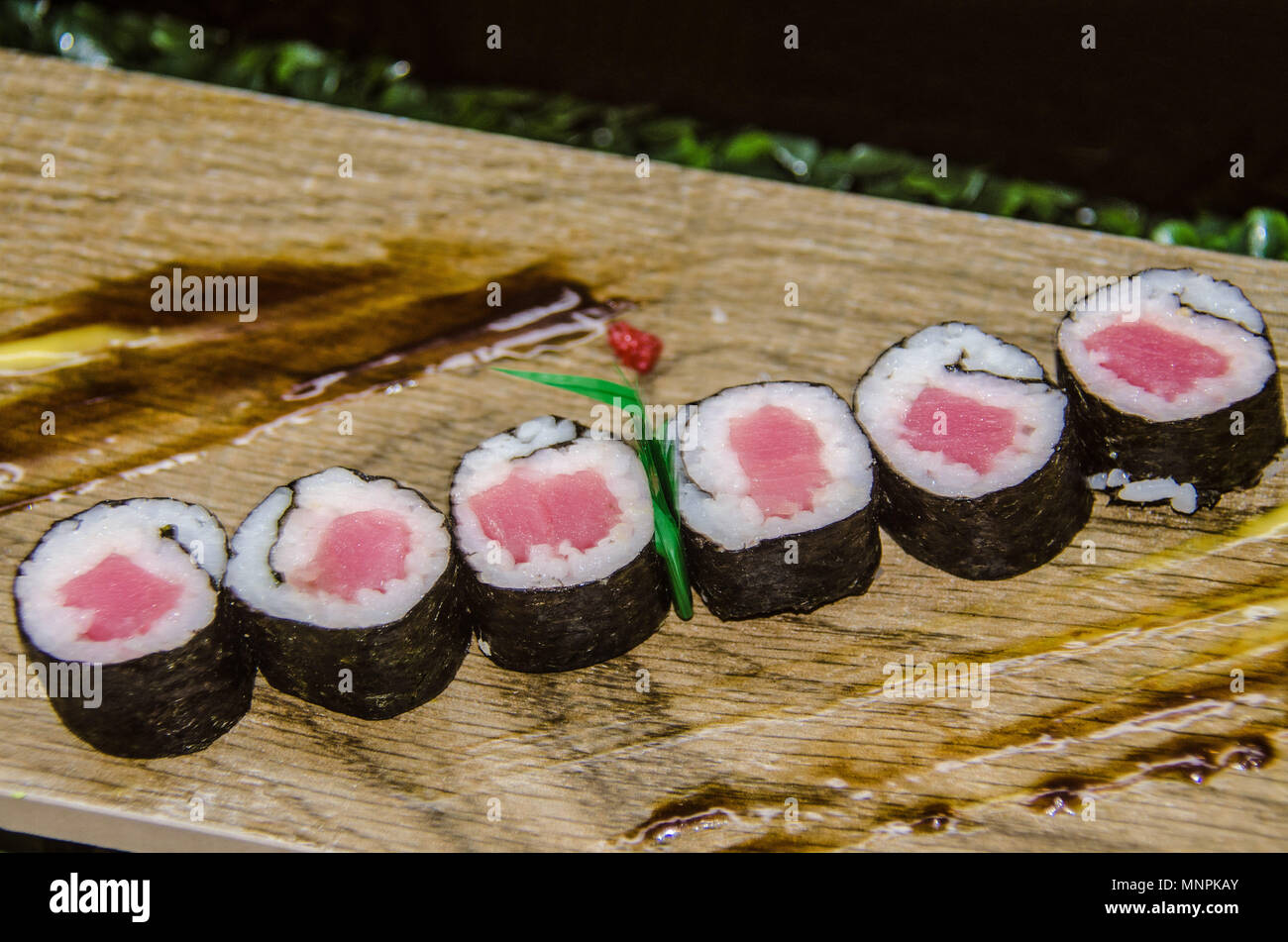 Orient sea food wrapped with seaweed Stock Photo